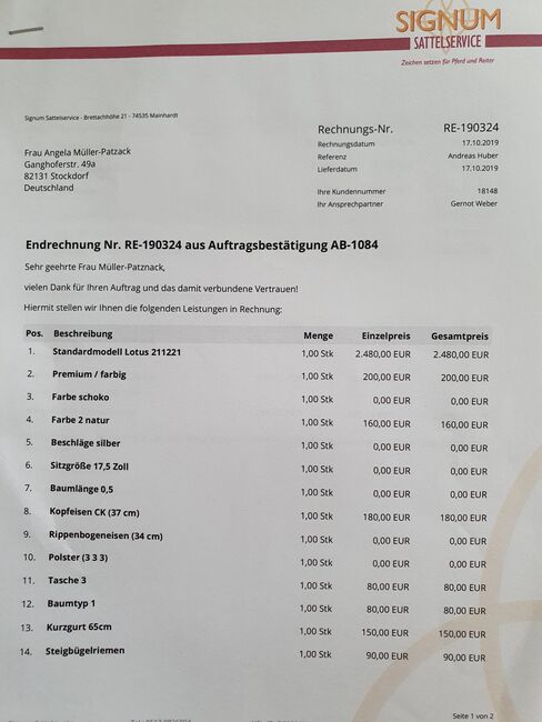 Signum Lotus Sattel 17,5 Zoll, nur 2 Jahre gebraucht, Signum Lotus, Angela Müller-Patzak , Wanderreitsattel, Stockdorf , Abbildung 7
