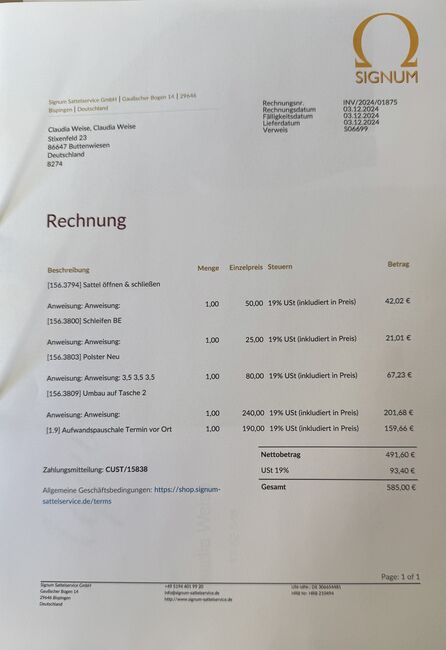 Signum Rose, Signum Rose, Claudia Weise, Dressursattel, Buttenwiesen, Abbildung 5