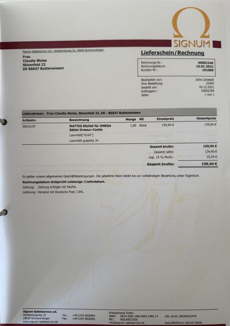 Signum Rose, Signum Rose, Claudia Weise, Dressursattel, Buttenwiesen, Abbildung 10