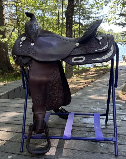 Silver trimmed tooled leather Circle Y saddle, Circle Y, Ellen, Western Saddle, Boothbay
