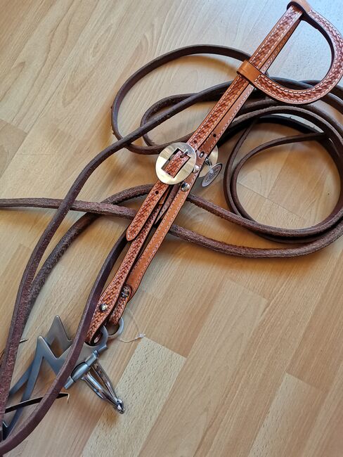 Einohrkopfstück, Lazerbit und Splitreins, Billy Cook, Pullman, Weaver, Christine Sohr, Bridles & Headstalls, Köln, Image 2