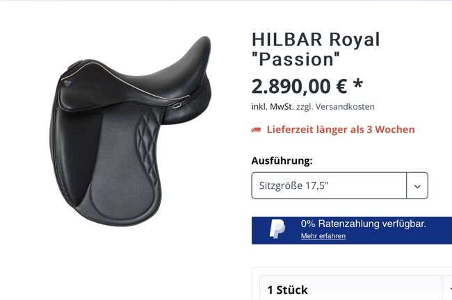 Sattel HILBAR  Royal "Passion" aus August 2021 NP 2890,-€, 17,5 Zoll, Hilbar Passion, Tina Schneider, Siodła islandzkie, Lübeck, Image 3