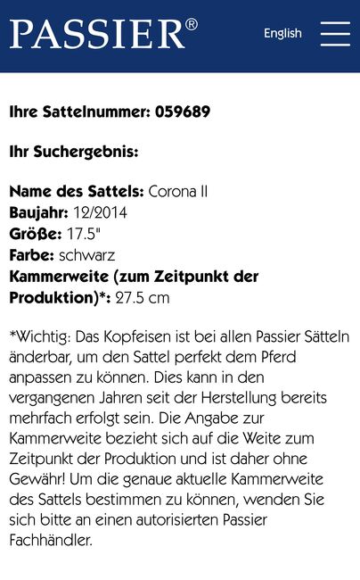 Dressursattel Passier Corona 2, Passier  Corona 2, Jennifer, Siodła ujeżdżeniowe, Münster , Image 12