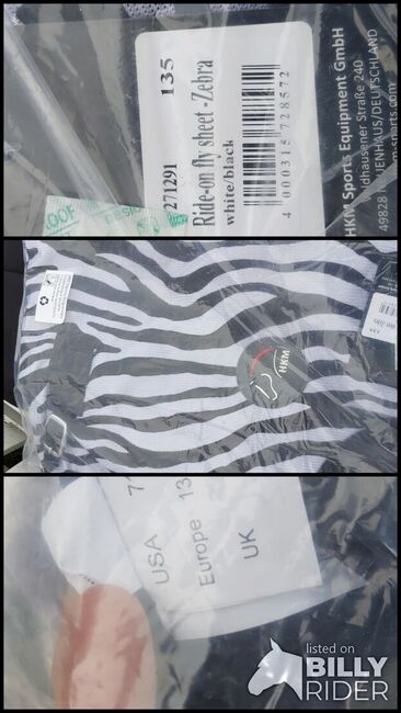 Gr. 135 HKM Ride on Fley Sheet Zebra neu, HKM Riding Fly Sheet, Katrin , For Horses, Tornesch , Image 4