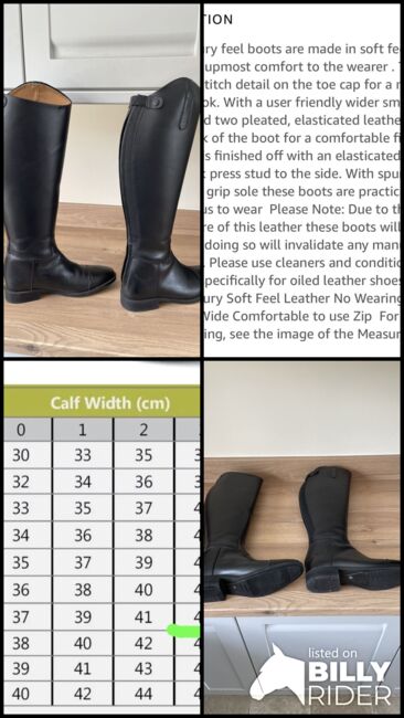 Size 8 wide black leather riding boots, Rhinegold Seville , Sian, Riding Boots, Caerphilly, Image 7
