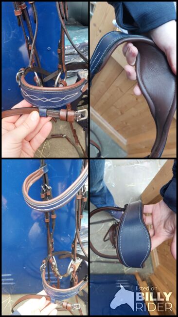 Gr. VB braune Trense mit blauen Verzierungen inkl Gurtzügel, QHP Loesdau Trense, Katrin , Bridles & Headstalls, Tornesch , Image 11