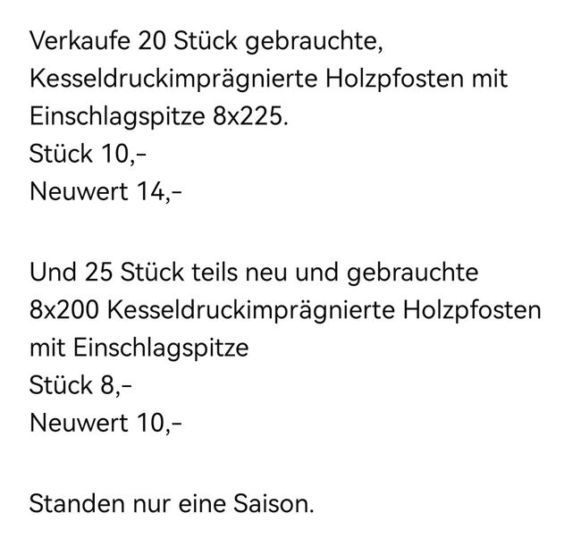 Holzpfosten 8x200 und 8x225, I. A. , Ogrodzenie pastwiska akcesoria, Herrengosserstedt, Image 3