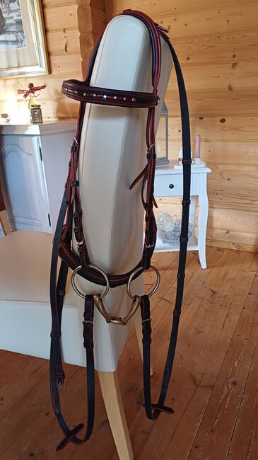 Trense Kiefer WB ohne Gebiss rot schwarz, Kiefer, Mandy Wasmund, Bridles & Headstalls, Mellenthin, Image 2