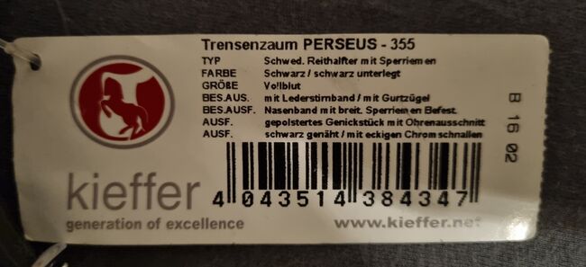 Trense Trensenzaum Perseus Kieffer COB/ VB mit Zügeln, Kieffer, Gesa, Bridles & Headstalls, Edewecht, Image 2