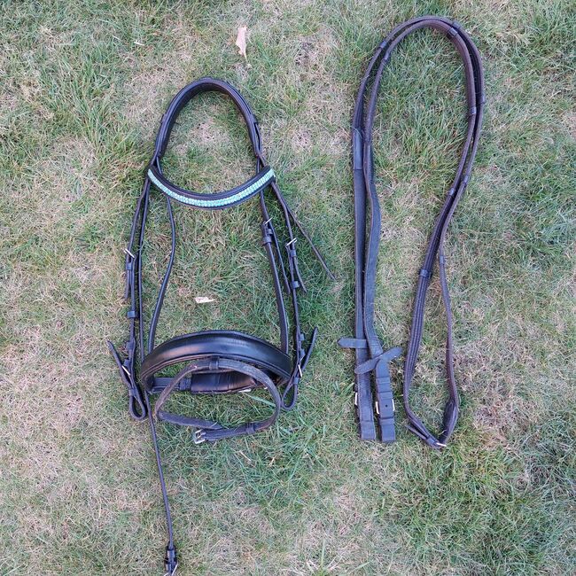 Trense schwedisches Reithalfter mit Zügel Größe Pony türkisfarbener, Nicole , Bridles & Headstalls, Norderstedt