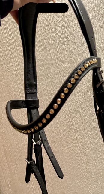 Trensenzaum WB – wie neu – anatomisch & schick mit goldenen Steinchen, Bella, Bridles & Headstalls, Berlin, Image 3