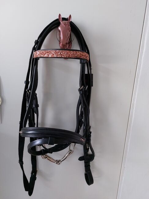 Trense Shetty Englisch kombiniert mit rosegold Strass und Swarovski Steinen, Kerbl, Mareike K, Bridles & Headstalls, Marsberg