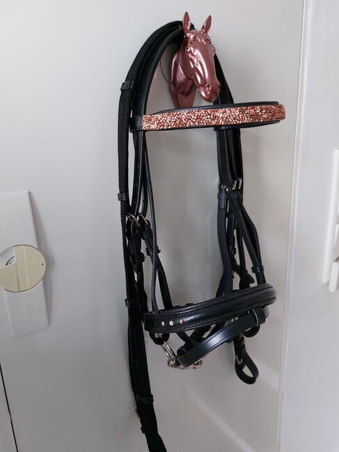 Trense Shetty Englisch kombiniert mit rosegold Strass und Swarovski Steinen, Kerbl, Mareike K, Bridles & Headstalls, Marsberg, Image 2