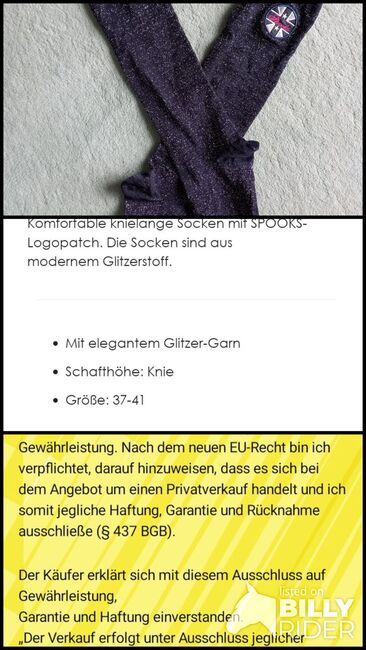 ⭐️Spooks/NEUE navy Reitsocken Sox Glitter⭐️, Spooks  Sox Glitter, Familie Rose, Other, Wrestedt, Image 4