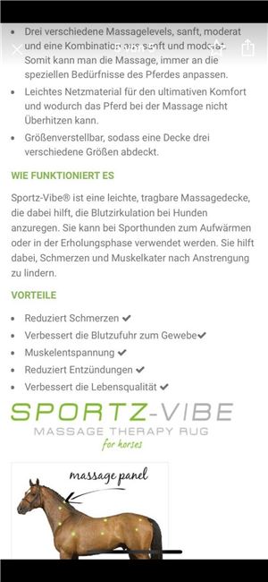 Sportz-Vibe ZX Kabellose Pferdemassagedecke Schwarz mit 6 statt 4 Massagepanels., Sportz-Vibe ZX, Michelle Kraft, Horse Blankets, Sheets & Coolers, Seevetal, Image 4