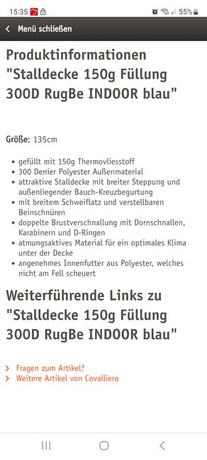 Stalldecke 135cm mit 150g, RugBe , Catha , Pferdedecken, Krauthausen, Abbildung 4