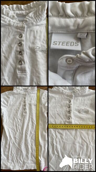 Steeds Turniershirt Shirt weiß mit Rüschenkragen Gr. 152, Steeds, Sandra, Kinder-Turnierbekleidung, Mönchengladbach, Abbildung 6