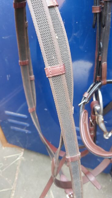 Gr. VB braune Trense mit blauen Verzierungen inkl Gurtzügel, QHP Loesdau Trense, Katrin , Bridles & Headstalls, Tornesch , Image 10