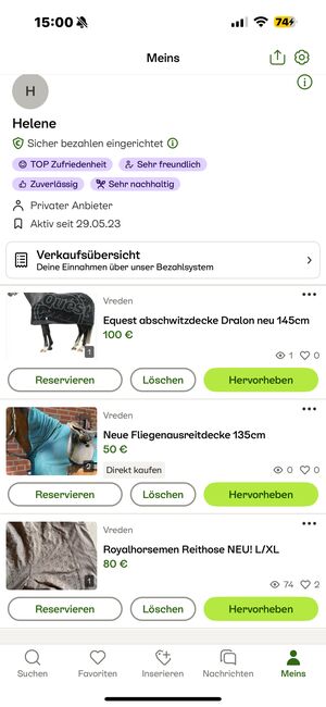 Abschwitzdecke 145, Fliegenausreitdecke 135, Royalhorsemen L/XL, Royalhorsemen Leggings (Goldensand), Helene, Breeches & Jodhpurs, Gronau (Westfalen)