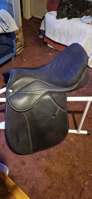 Synthetic Griffin suede saddle, Thorowgood  Synthetic Griffin saddle, Cheryl harris, All Purpose Saddle, Taunton