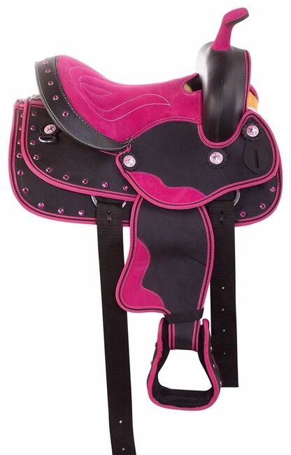 Synthetic Pink New Western Saddle (tack set) sizes available, PetaverseStore Gorgeous Pink by Black, Mr Khan (Petaverse), Western Saddle, Kanpur, Image 2