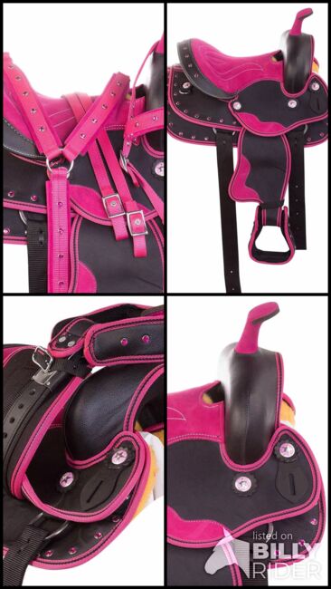 Synthetic Pink New Western Saddle (tack set) sizes available, PetaverseStore Gorgeous Pink by Black, Mr Khan (Petaverse), Siodło westernowe , Kanpur, Image 5