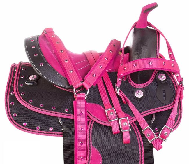 Synthetic Pink New Western Saddle (tack set) sizes available, PetaverseStore Gorgeous Pink by Black, Mr Khan (Petaverse), Westernsattel, Kanpur