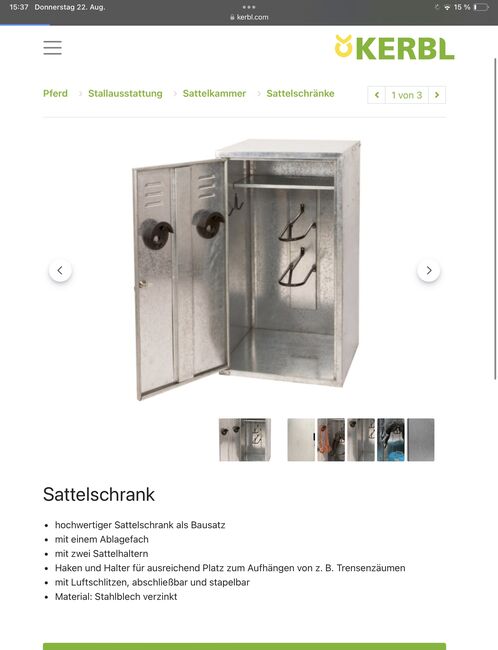 Kerbl Sattelschrank 150cm x 60cm x 60cm, Kerbl Sattelschrank , Theresa Hasreiter, Szafka stajenna na sprzęt jeździecki, Deggendorf, Image 3