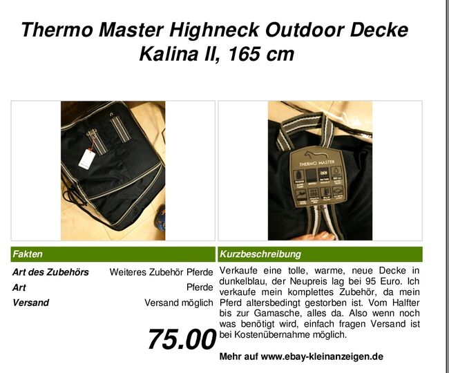 Thermomaster Kalina Highneck, 165 cm navy, Thermomaster KALINA II, Vicky, Horse Blankets, Sheets & Coolers, Jesewitz, Image 2