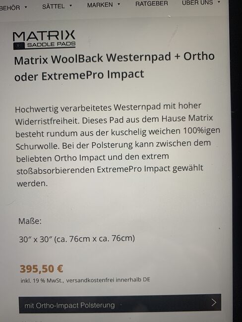 Toklat T3 ExtremPro Matrix Wool Westernpad, Toklat Matrix T3 extreme pro, Bernadette Bauer, Saddle Accessories, Rodgau, Image 9