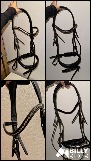 Trensenzaum WB – wie neu – anatomisch & schick mit goldenen Steinchen, Bella, Bridles & Headstalls, Berlin, Image 7