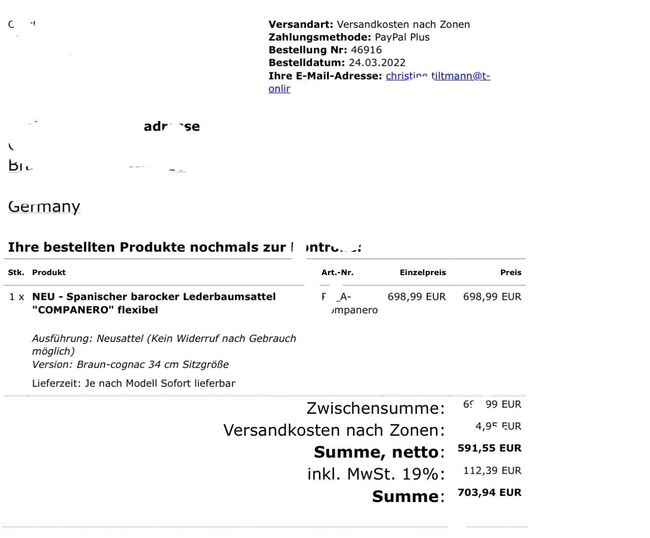 Lederbaumsattel von Peter Pfister, Peter Pfister  Companero , Hannah, Treeless Saddle, Winterspelt , Image 2