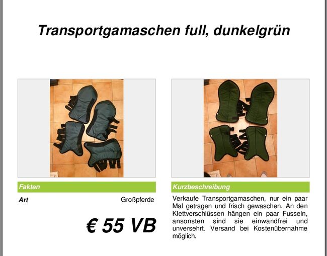 Transportgamaschen Full, dunkelgrün, Vicky, Sonstiges, Jesewitz, Abbildung 2