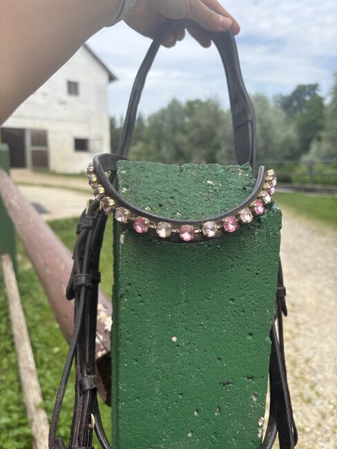 Trense Horsecode braun mit Lack, COB/ Vollblut, Stirnriemen Rosa, Horsecode, Lara , Trensen, Zolling, Abbildung 3