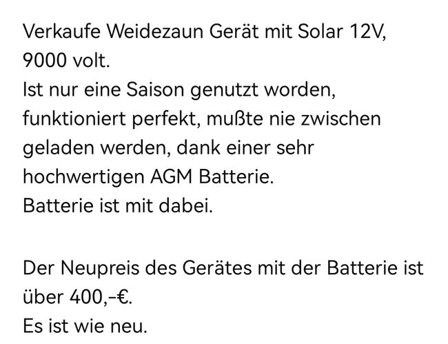 Weidezaun Gerät mit Solar, Voss , Isabell Aepfler , Ogrodzenia elektryczne i wyposażenie, Eckartsberga , Image 2