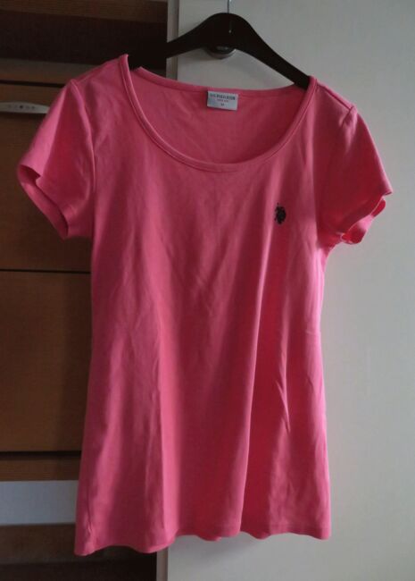 US Polo Assn. T-Shirt Gr. M (S) Fb. lachs pink blauer Reiter kurzarm, U.S. Polo Assn, sunnygirl, Shirts & Tops, München