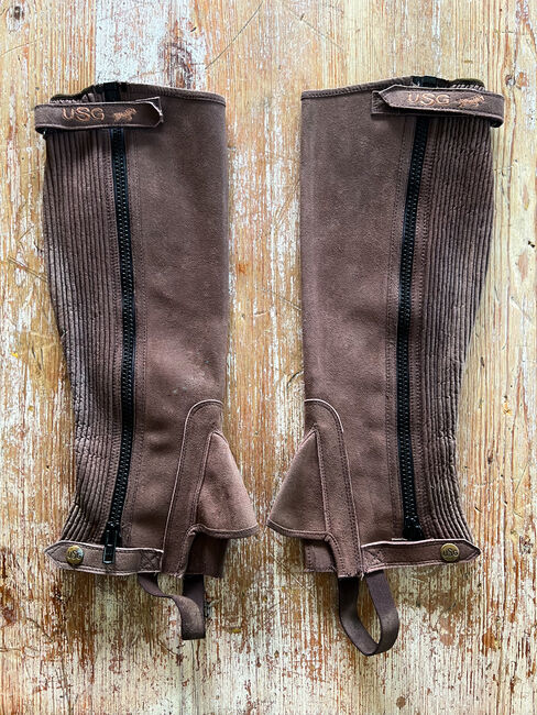 🤎 USG Jodhpur Leder Mini Chaps braun Gr.L 🤎, USG, Kathy, Half Chaps, Würselen