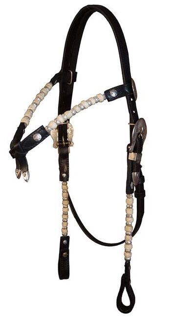 Westernshowzaum "Silver Pearl" mit Silber- und Rohhautperlen +Zügel NEU, Westerntrense , Una (Horse-design), Ogłowia, Rot am See