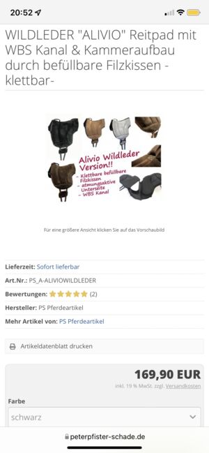 Verkaufe mein Reitpad, Pfister & Schade Alivio , Heidi, Reitpad, Zossen, Abbildung 4