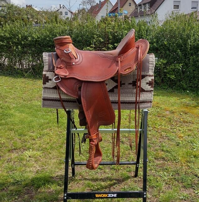 Sehr gut erhaltener Wadesattel für breite Pferde, Le Selle Italiane Ladies Wade cognac/matrone, Melissa Fellinger, Western Saddle, Ditzingen