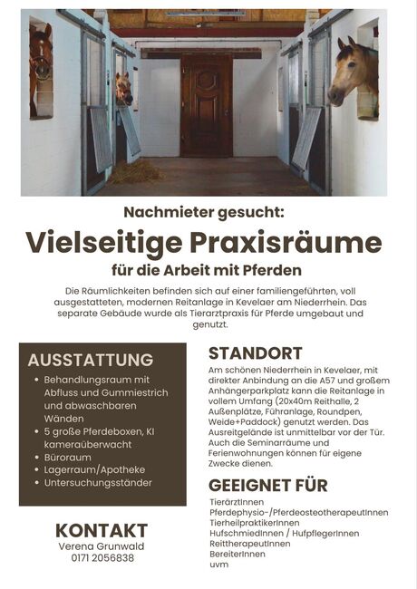 Vielseitige Praxisräume für die Arbeit mit Pferden, Verena Grunwald, Pferdeimmobilien, Kevelaer, Abbildung 3