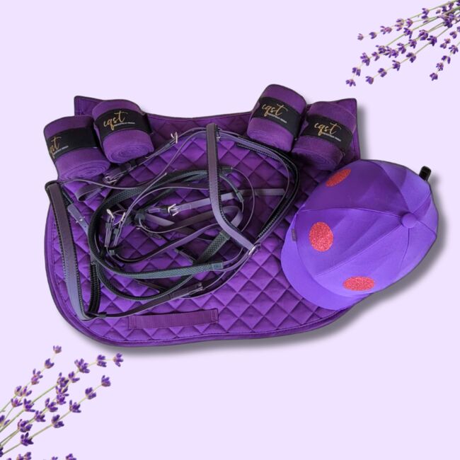 Violettes Reitset mit Schabracke, Zaumzeug & Reithelmüberzug, Maya (Swisshorseshop), Trensen, Frauenfeld