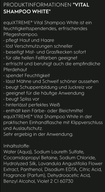 Vital Shampoo White, Equi extreme  Vital Shampoo white, Anin, Pflegeprodukte, Gnarrenburg, Abbildung 2