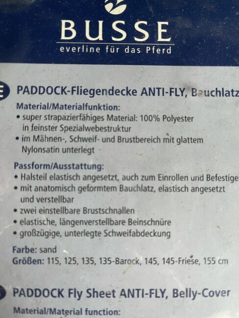 Fliegendecke 165, Busse Padock Fliegendecke mit Bauchlatz, Asti, Fly & Insect Control, Hamburg, Image 3