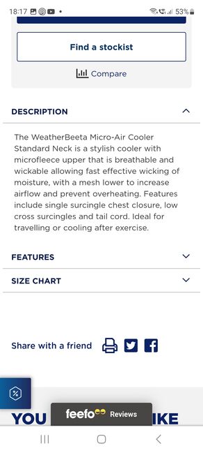 WeatherBeeta Micro-Air Cooler 6ft, WeatherBeeta Micro-Air Cooler, Jane Packham, Horse Blankets, Sheets & Coolers, Folkington, Image 7