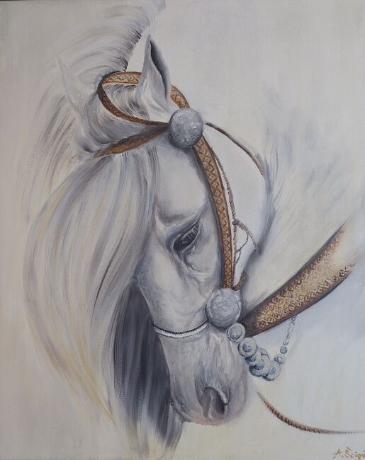 Weisses Pferd gemalt von mir, Ola, Konie na sprzedaż, Dallikon