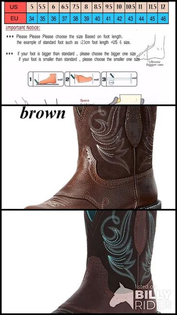 Westernstiefel Cowboystiefel braun / braun-blau, Danica Sarah Martin, Riding Boots, Ulm, Image 4