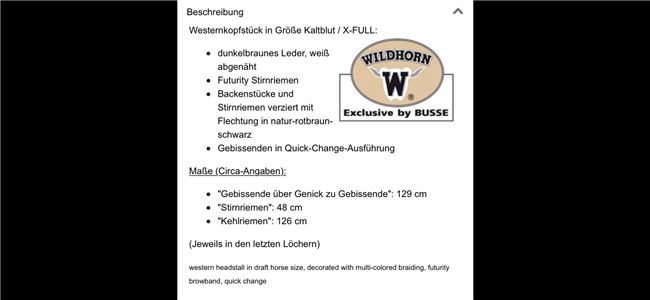 Western Kopfstück Kaltblut/X-Full, Wildhorn by Busse BADGER, Karo, Nosebands, Penzberg, Image 2