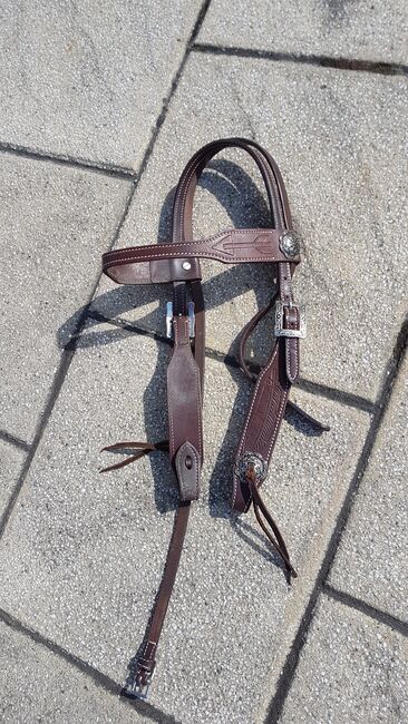 Western Kopfstück Trense Punziert FEDER Selten! Braunrot, Tina Pätzold, Bridles & Headstalls, Roth