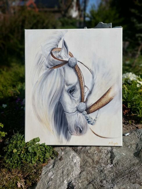 Pferd Weiss Silber handgemalt, Ola, Horses For Sale, Dallikon